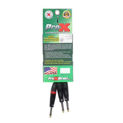 ProX 3 Ft. 1/4" TS-M to Dual 1/4" TS-M High Performance Audio Cable