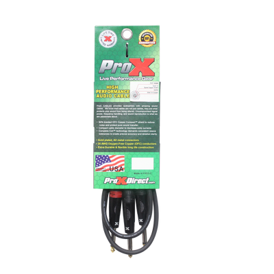 ProX 5 Ft. 1/4" TS-M to Dual 1/4" TS-M High Performance Audio Cable