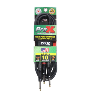 ProX 10 Ft. 1/4" TS-M to Dual 1/4" TS-M High Performance Audio Cable