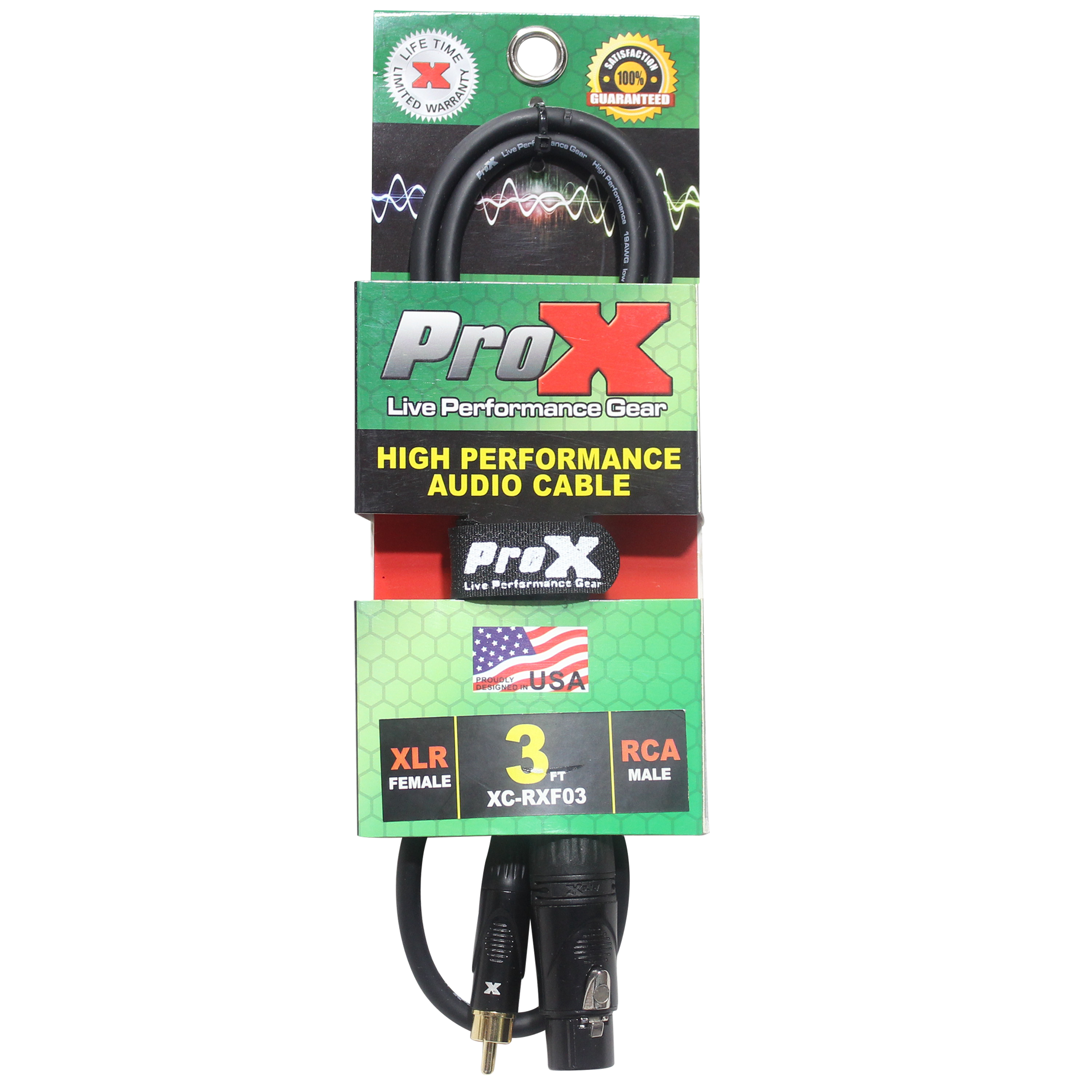 ProX 3 Ft. Unbalanced RCA to XLR-F High Performance Audio Cable