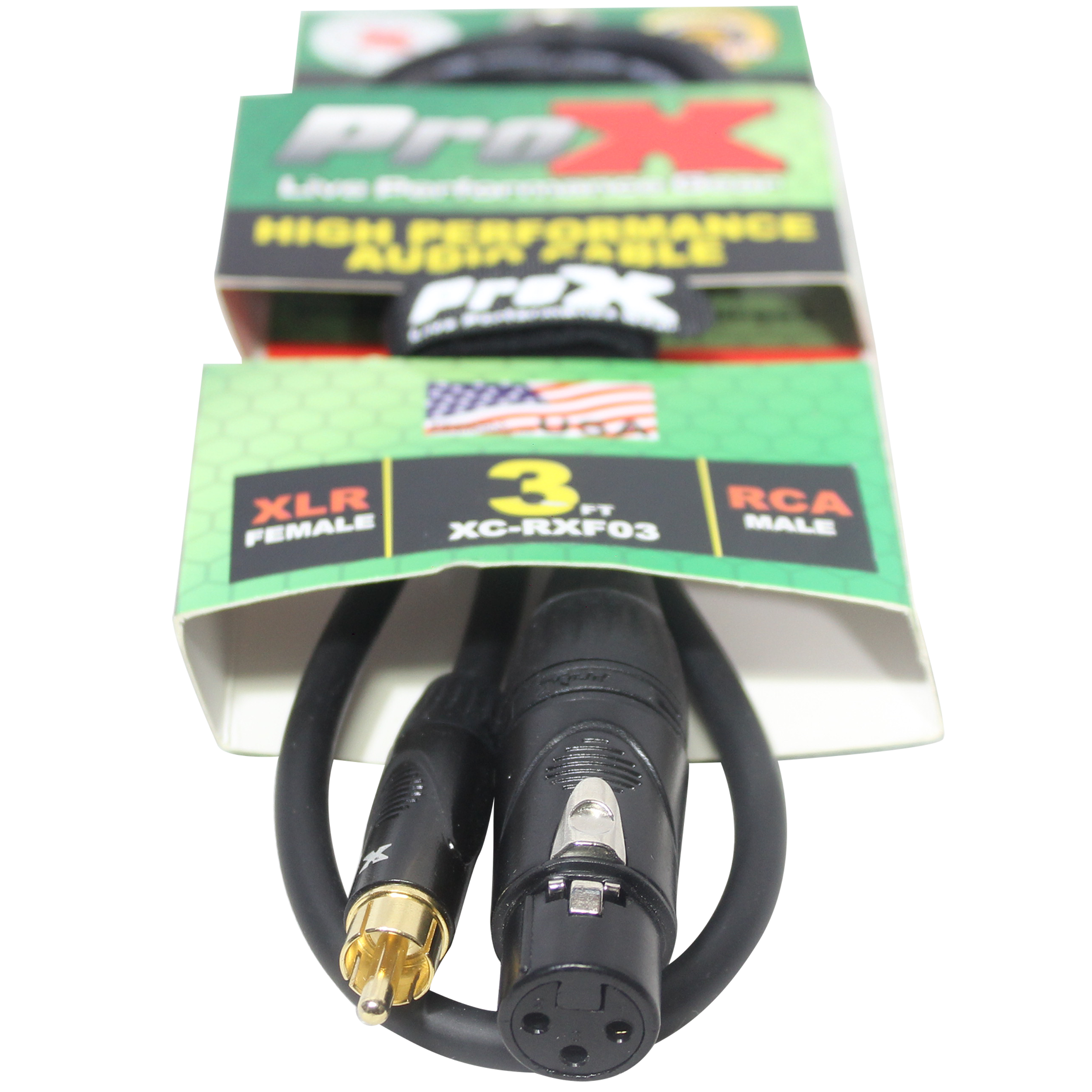 ProX 3 Ft. Unbalanced RCA to XLR-F High Performance Audio Cable