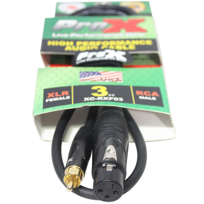 ProX 3 Ft. Unbalanced RCA to XLR-F High Performance Audio Cable