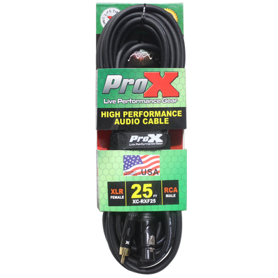ProX 25 Ft. Unbalanced RCA to XLR3-F High Performance Audio Cable