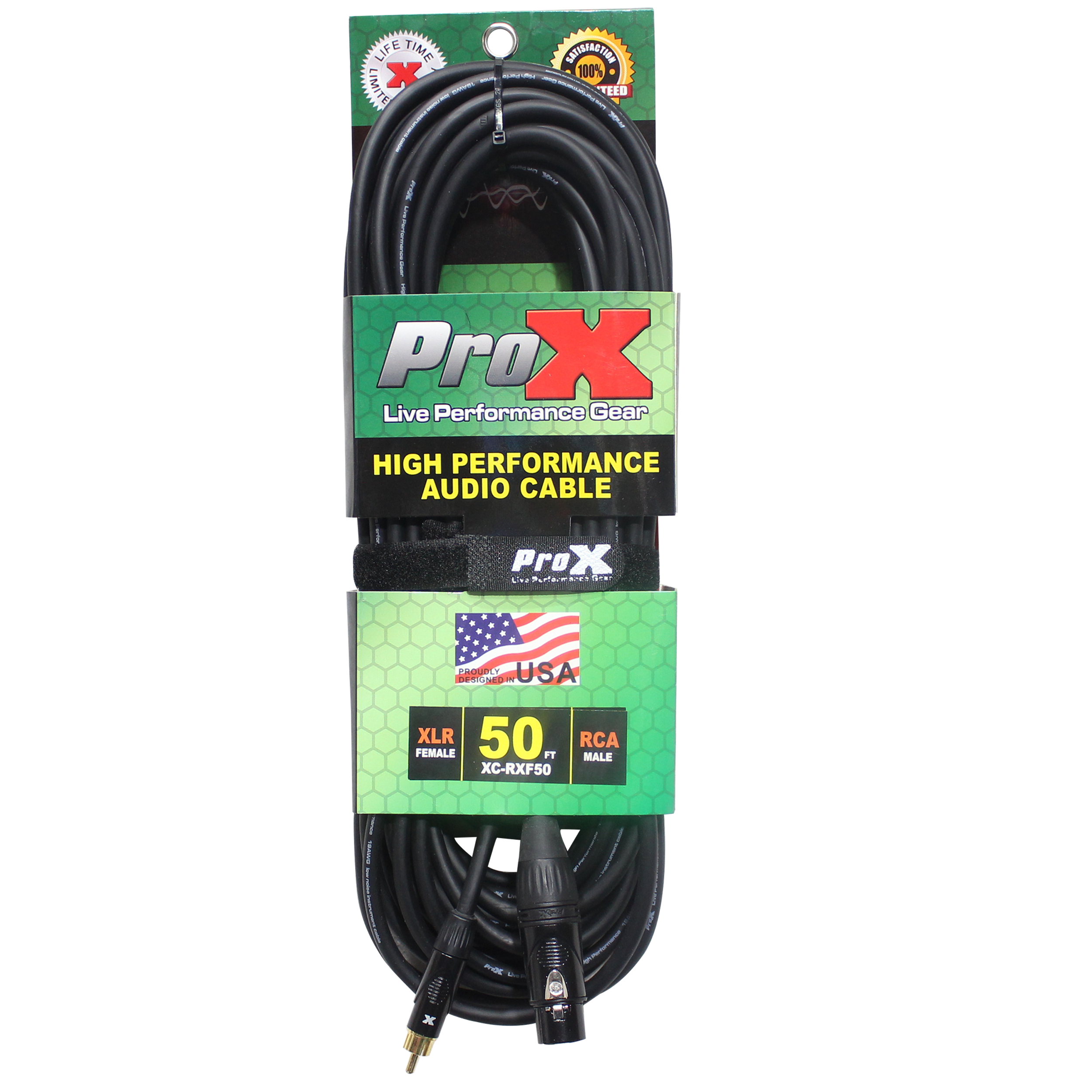 ProX 50 Ft. Unbalanced RCA to XLR3-F High Performance Audio Cable