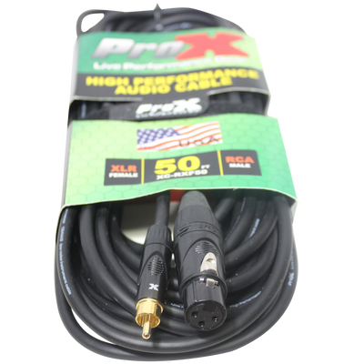 ProX 50 Ft. Unbalanced RCA to XLR3-F High Performance Audio Cable