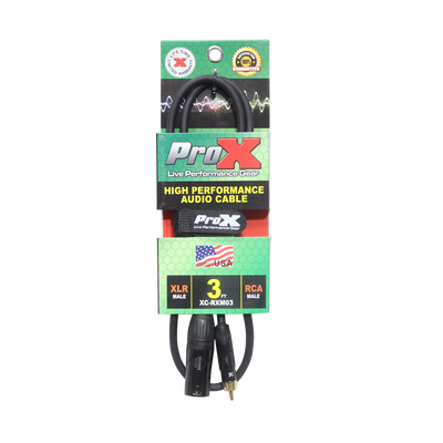 ProX 3' Ft. High Performance XLR Male to RCA Male Unbalanced Audio Cable