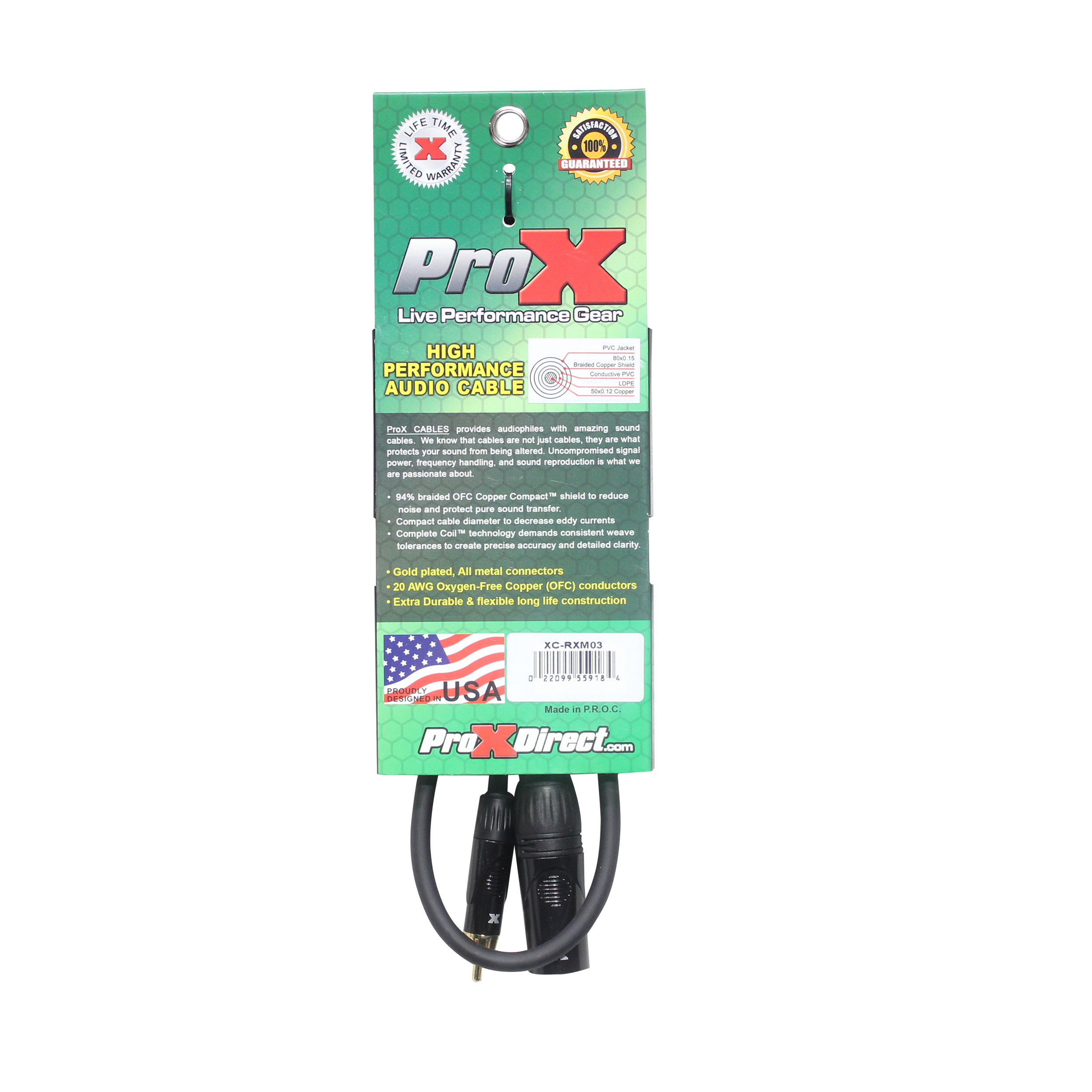 ProX 3' Ft. High Performance XLR Male to RCA Male Unbalanced Audio Cable