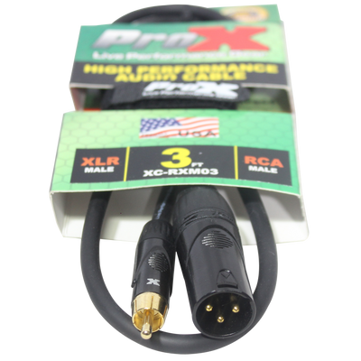 ProX 3' Ft. High Performance XLR Male to RCA Male Unbalanced Audio Cable