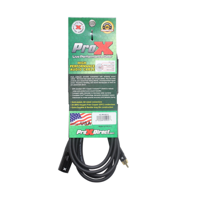 ProX 10' Ft. High Performance XLR Male to RCA Male Unbalanced Audio Cable