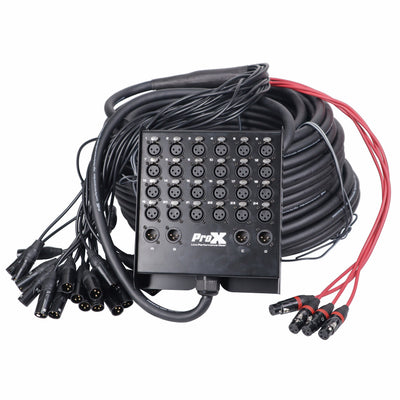 ProX 150 Ft. XLR Stage Recording Extension Box Snake 24 XLR-F Send Inputs 4 XLR-M Effects Return