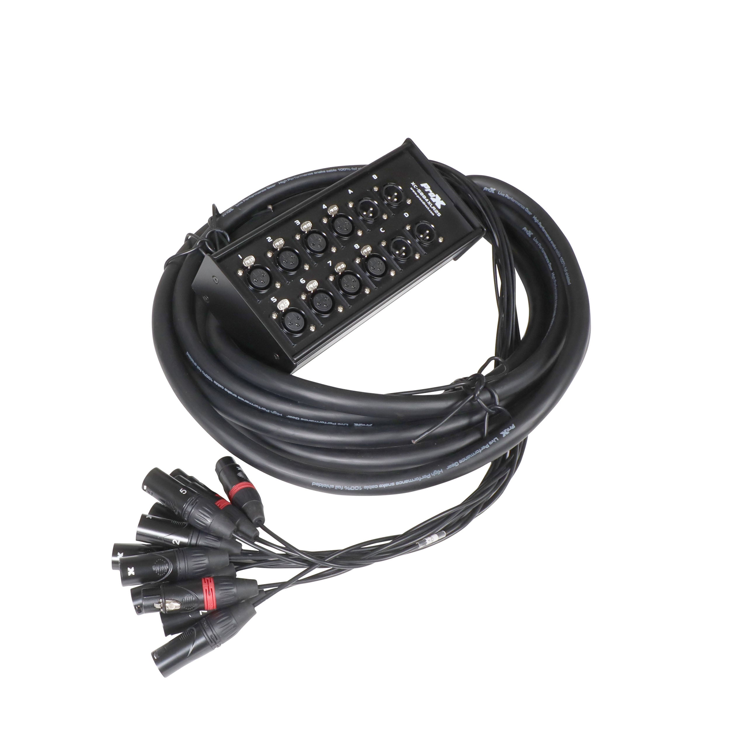ProX 25 Ft. XLR Stage Recording Extension Box Snake 8 XLR-F Send Inputs 4 XLR-M Effects Return