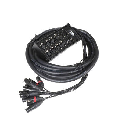 ProX 25 Ft. XLR Stage Recording Extension Box Snake 8 XLR-F Send Inputs 4 XLR-M Effects Return