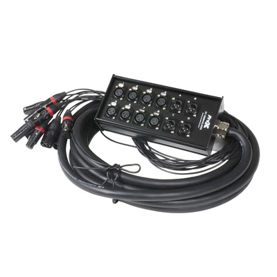 ProX 25 Ft. XLR Stage Recording Extension Box Snake 8 XLR-F Send Inputs 4 XLR-M Effects Return