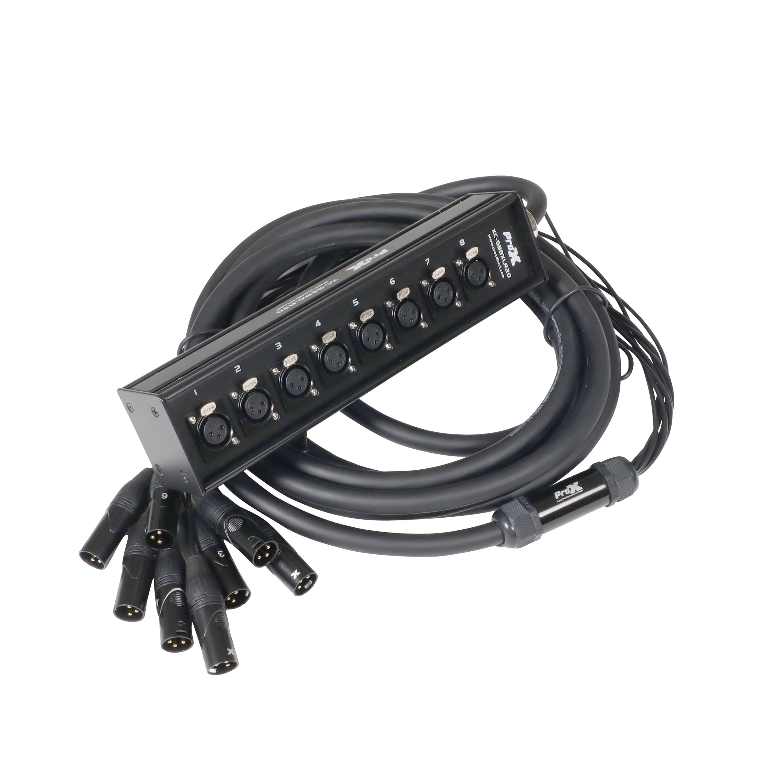 ProX 20 Ft. XLR Stage Recording Extension Box Snake 8 XLR-F Send Inputs