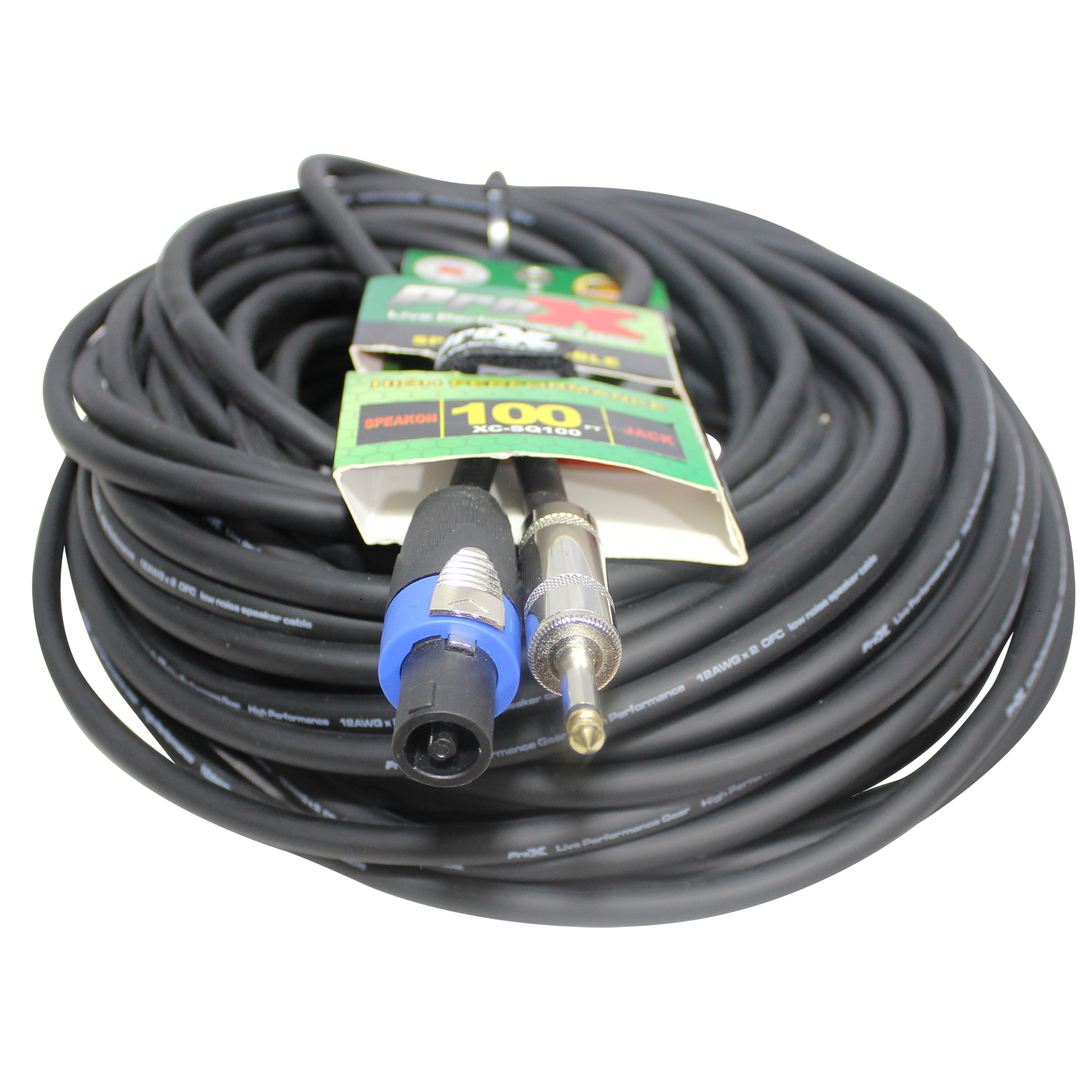 ProX 100 Ft. Speak Twist to 1/4" TS-M High Performance Speaker Cable 12AWG