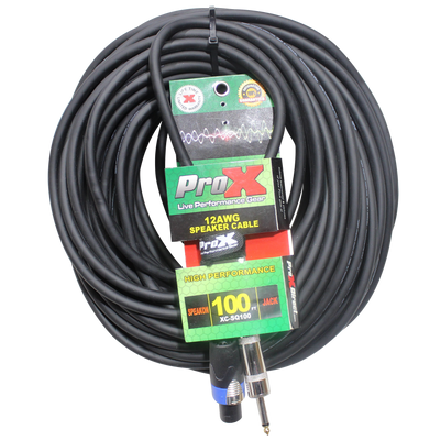 ProX 100 Ft. Speak Twist to 1/4" TS-M High Performance Speaker Cable 12AWG