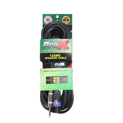 ProX 25 Ft. 12 AWG Speak Twist to 1/4" TS High Performance Speaker Cable