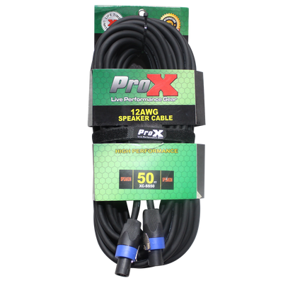 ProX 50 Ft. SpeakOn to SpeakOn 2 Conductor 12AWG High Performance Speaker Cable