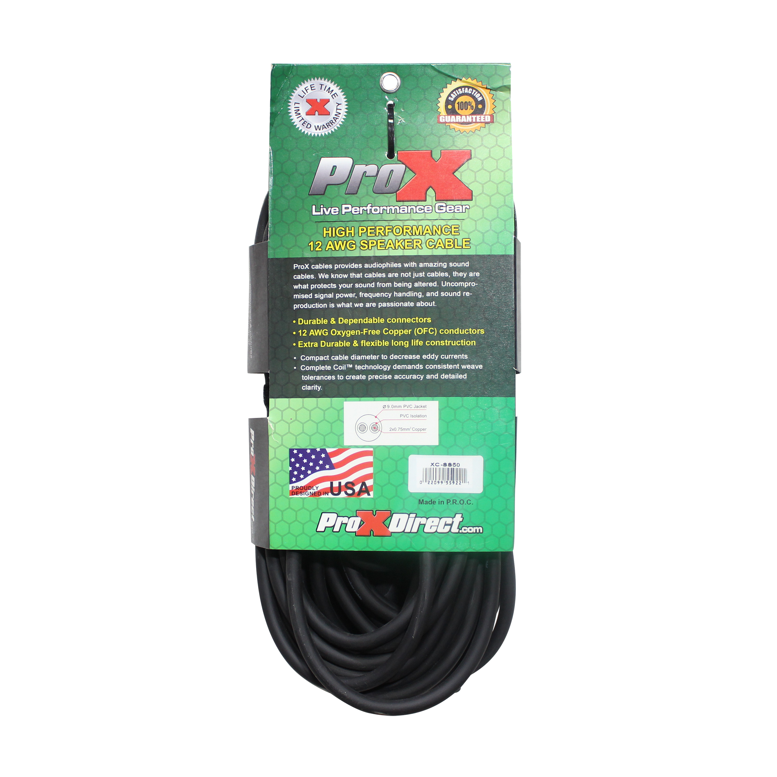 ProX 50 Ft. SpeakOn to SpeakOn 2 Conductor 12AWG High Performance Speaker Cable