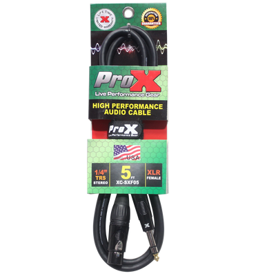 ProX 5 Ft. Balanced 1/4" TRS-M to XLR-F High Performance Audio Cable