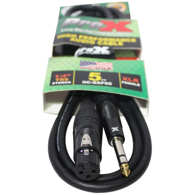 ProX 5 Ft. Balanced 1/4" TRS-M to XLR-F High Performance Audio Cable