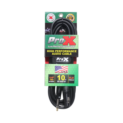 ProX 10 Ft. Balanced 1/4" TRS to XLR3-F High Performance Audio Cable