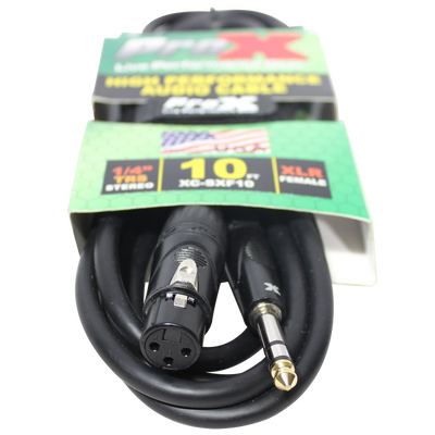 ProX 10 Ft. Balanced 1/4" TRS to XLR3-F High Performance Audio Cable