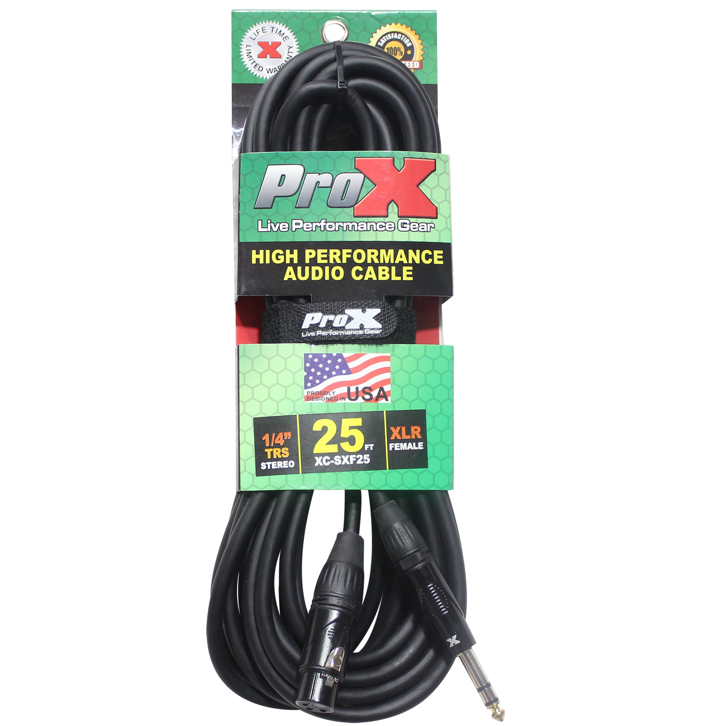 ProX 25 Ft. Balanced 1/4" TRS to XLR3-F High Performance Audio Cable