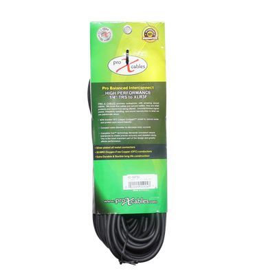 ProX 50 Ft. Balanced 1/4" TRS-M to XLR3-F High Performance Audio Cable