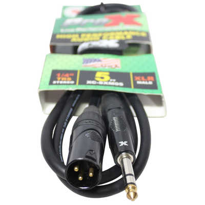 ProX 5 Ft. Balanced XLR3-M to 1/4" TRS-M High Performance Audio Cable