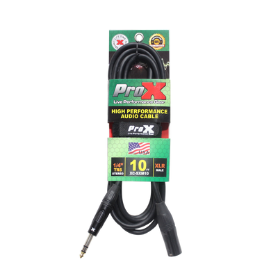 ProX 10 Ft. Balanced XLR3-M to 1/4 TRS-M High Performance Audio Cable