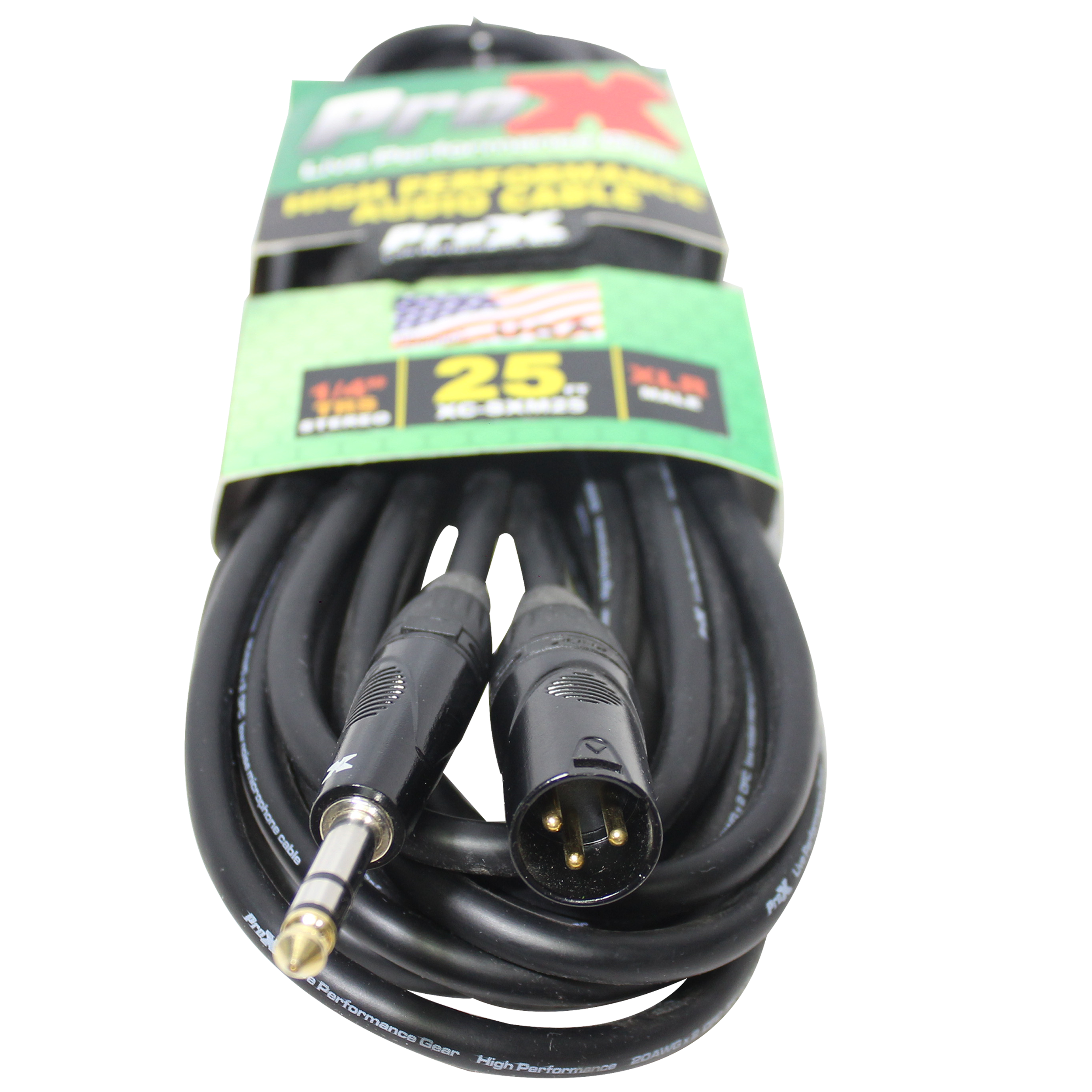 ProX 25 Ft. Balanced XLR-M to 1/4 TRS-M High Performance Audio Cable
