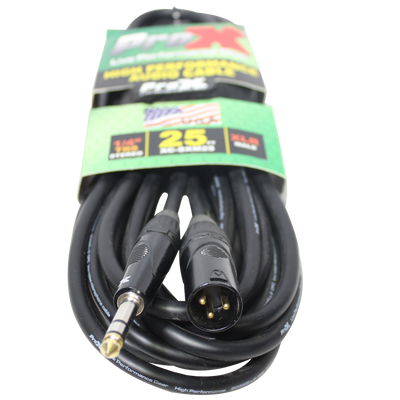 ProX 25 Ft. Balanced XLR-M to 1/4 TRS-M High Performance Audio Cable