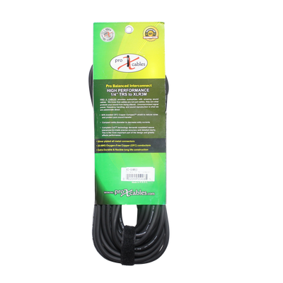 ProX 50 Ft. Balanced XLR3-M to 1/4 TRS-M High Performance Audio Cable