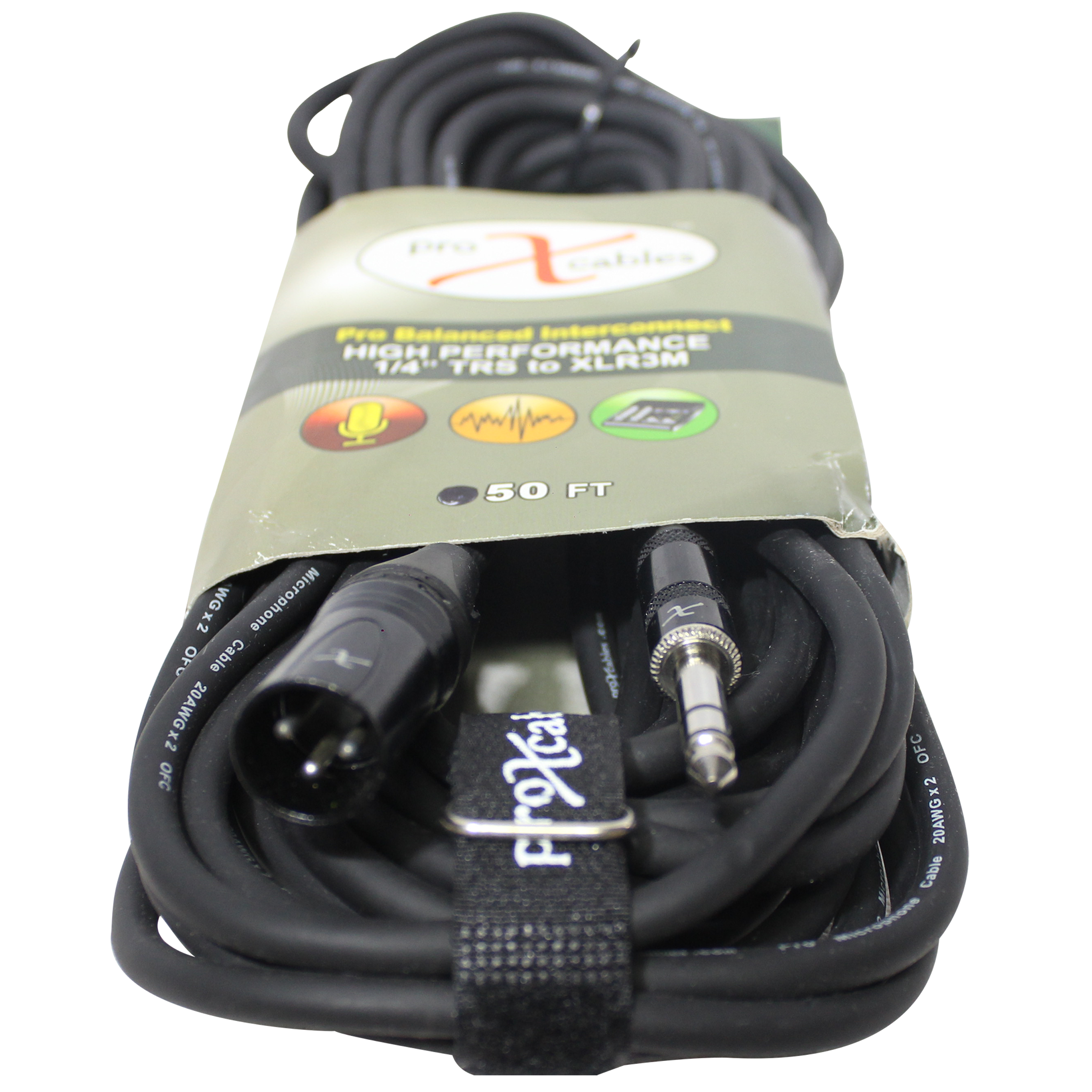ProX 50 Ft. Balanced XLR3-M to 1/4 TRS-M High Performance Audio Cable