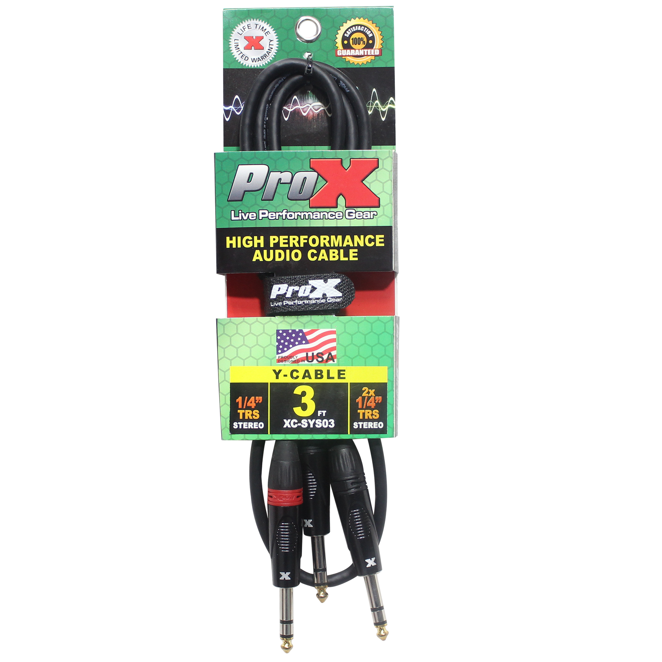 ProX 3 Ft. 1/4" TRS-M to Dual 1/4" TRS-M High Performance Audio Cable