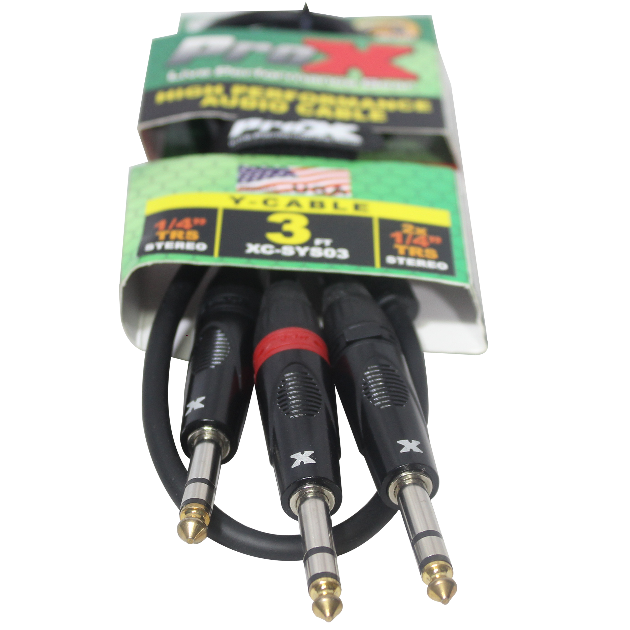 ProX 3 Ft. 1/4" TRS-M to Dual 1/4" TRS-M High Performance Audio Cable