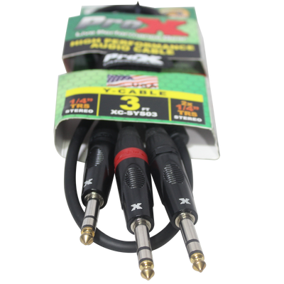 ProX 3 Ft. 1/4" TRS-M to Dual 1/4" TRS-M High Performance Audio Cable
