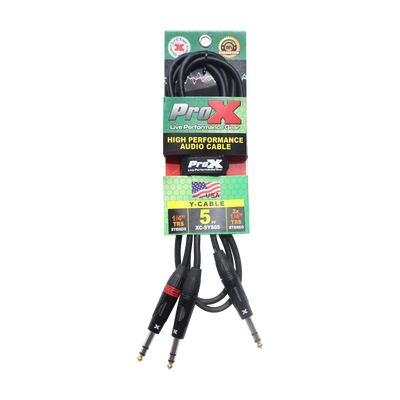 ProX 5 Ft. 1/4" TRS-M to Dual 1/4" TRS-M High Performance Audio Cable