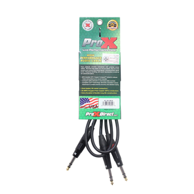 ProX 5 Ft. 1/4" TRS-M to Dual 1/4" TRS-M High Performance Audio Cable