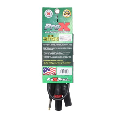 ProX 3 Ft. 1/4" TRS-M Stereo to Dual XLR3-M High Performance Y Cable