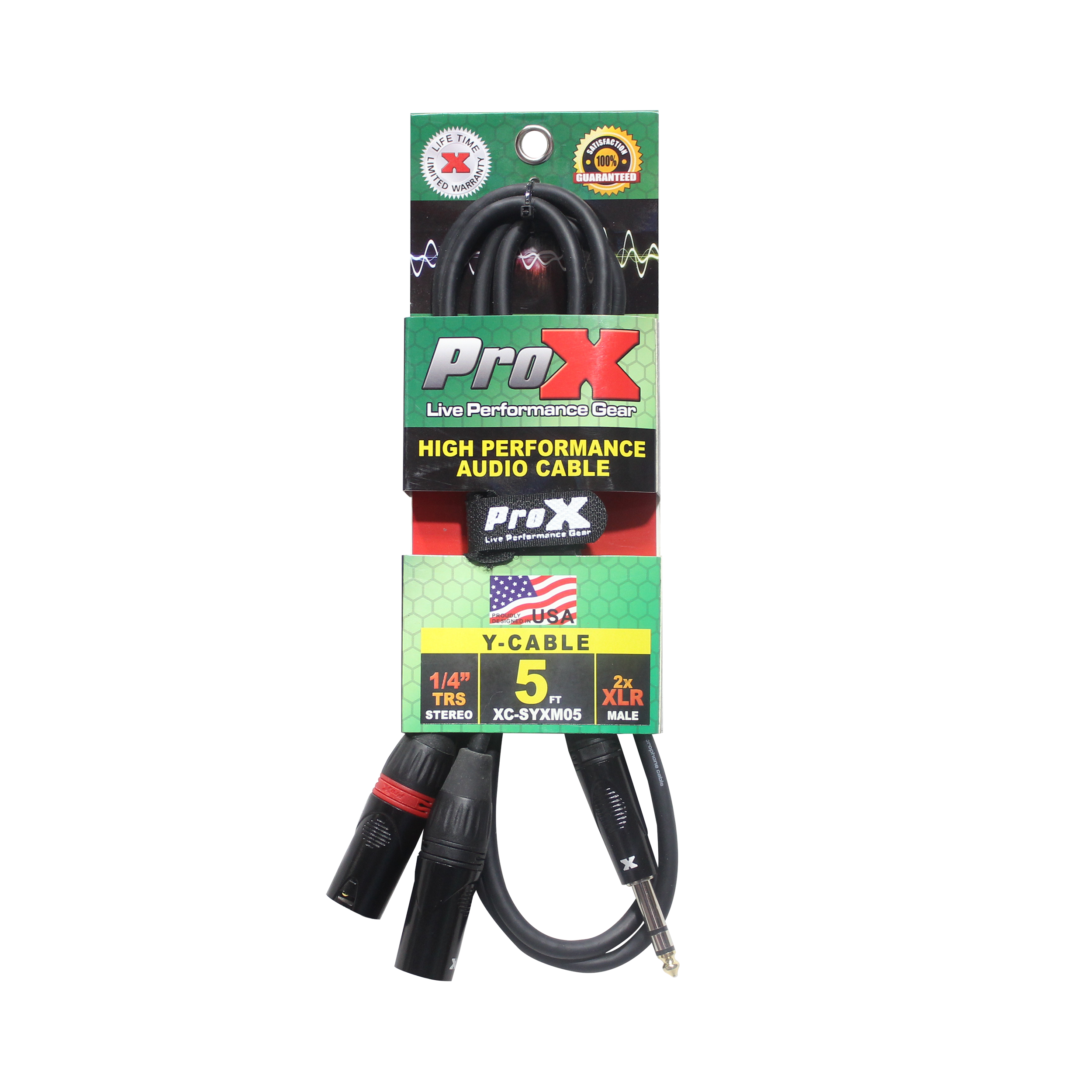 ProX 5 Ft. 1/4" TRS-M Stereo to Dual XLR3-M High Performance Y Cable