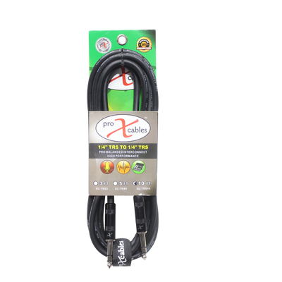 ProX 10 Ft. Balanced 1/4" TRS-M to TRS-M High Performance Audio Cable