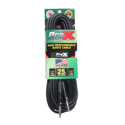 ProX 25 Ft. Balanced 1/4" TRS-M to TRS-M High Performance Audio Cable