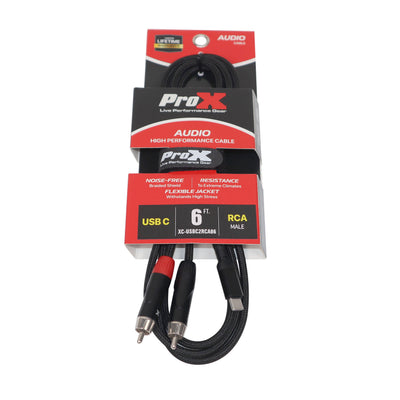 ProX 6FT USB-C to Dual RCA Smartphone and Laptop to Mixer, Amplifier, Powered Speaker and Console Interface
