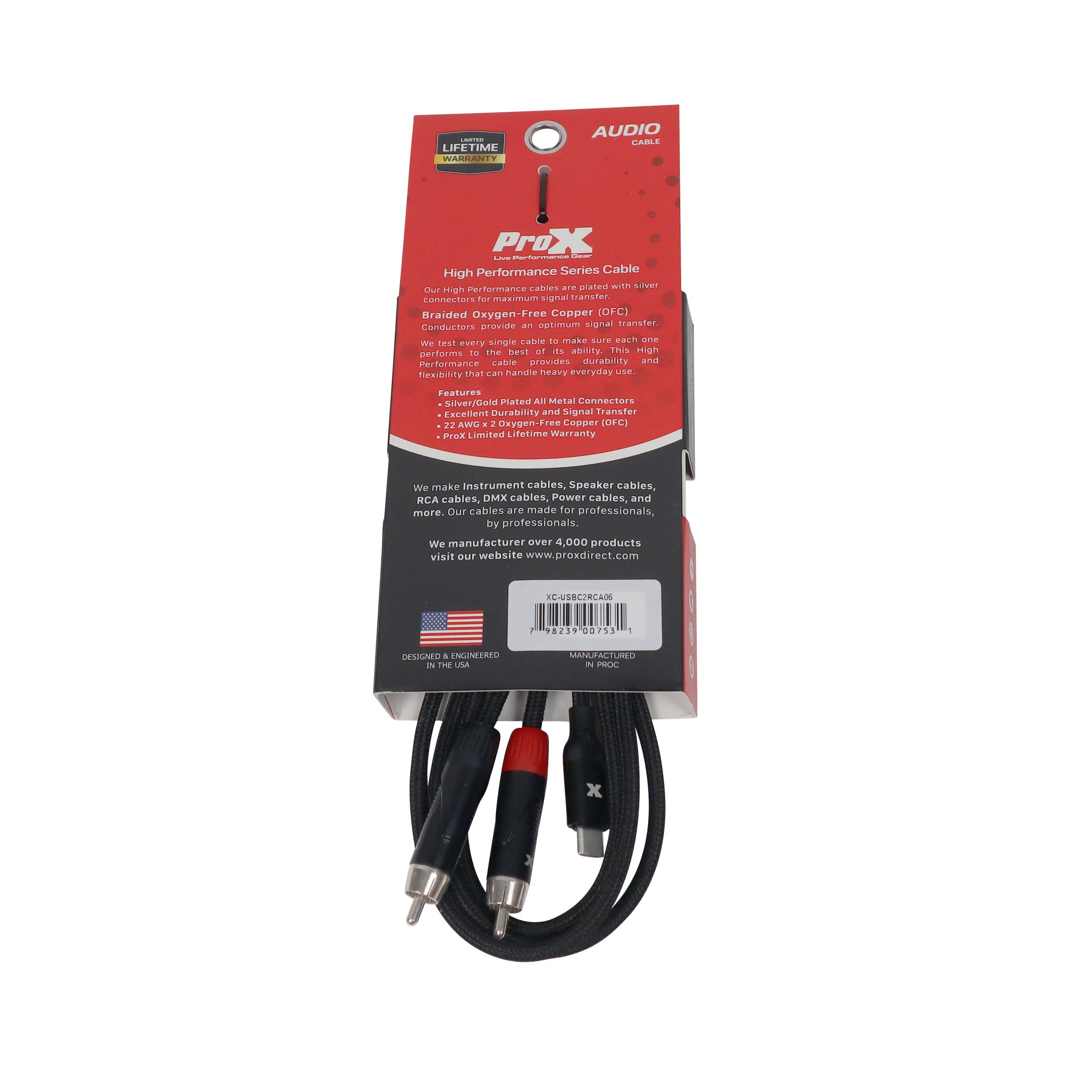 ProX 6FT USB-C to Dual RCA Smartphone and Laptop to Mixer, Amplifier, Powered Speaker and Console Interface