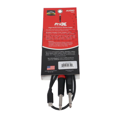 ProX 3FT USB-C to Dual 1/4" TS