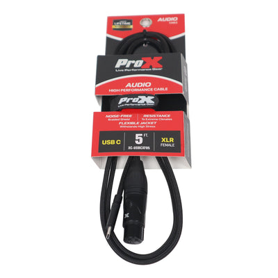 ProX 5FT USB-C to XLR Female Audio Cable – Smartphone and Laptop to Mixer, Amplifier, Powered Speaker and Console Interface