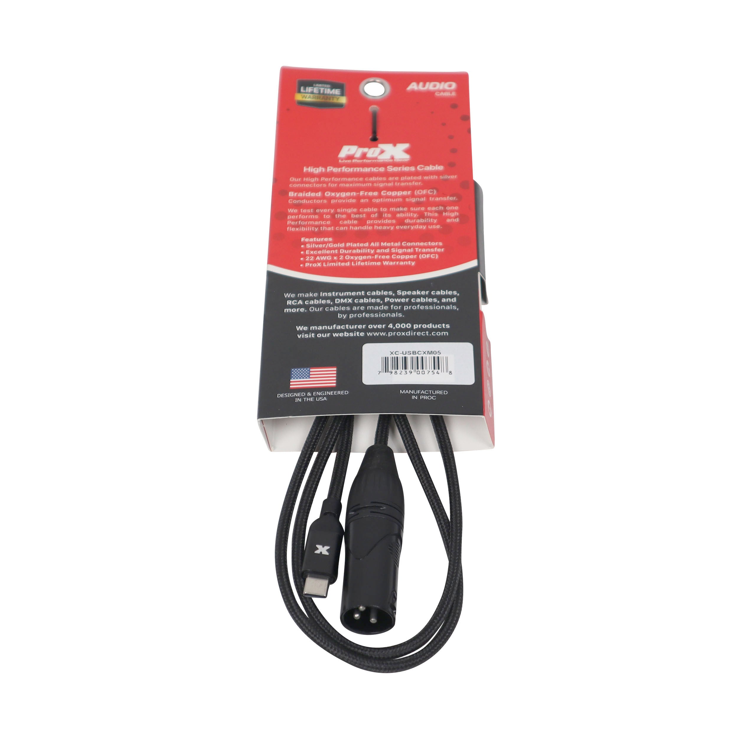 ProX 5FT USB-C to XLR Male Audio Cable – Smartphone and Laptop to Mixer, Amplifier, Powered Speaker and Console Interface