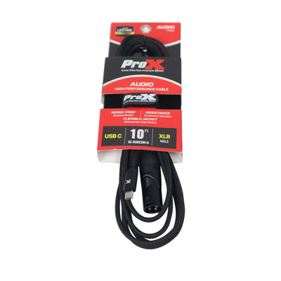 ProX 10FT USB-C to XLR Male Audio Cable – Smartphone and Laptop to Mixer, Amplifier, Powered Speaker and Console Interface